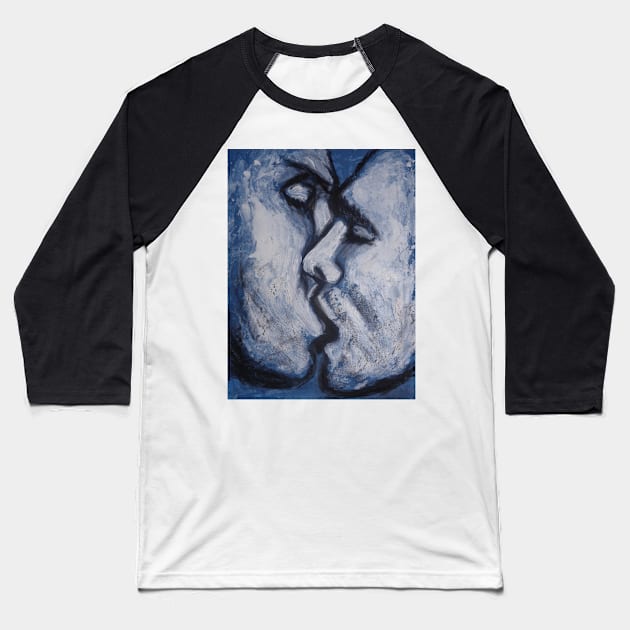 Lovers - Kiss In Blue Baseball T-Shirt by CarmenT